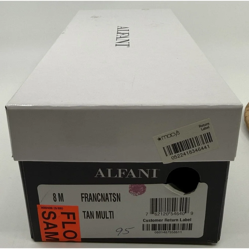 Alfani Women's Franca Tan & Gold Thong Wedge Heel‎ Sandals Shoes Size 8M Box